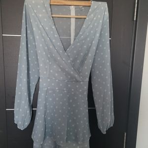 Polka Dot Balloon Sleeve Romper